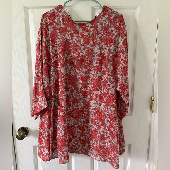 Bobeau Red Sage Paisley Cardigan/Cover Up - Plus Size - Picture 4 of 4